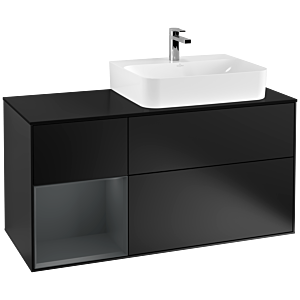 Villeroy et Boch Finion Villeroy et Boch G142HGPD 120cm, plaque de finition noir mat, Emotion, étagère à gauche Midnight Blue Matt Lacquer , laqué noir mat