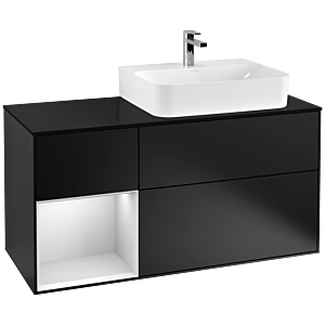 Villeroy and Boch Finion Villeroy and Boch Finion G142MTPD 120cm, cover plate black matt, Emotion, shelf left white matt lacquer, black matt lacquer