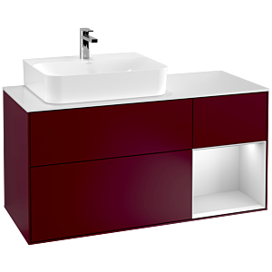 Villeroy und Boch Finion Waschtischunterschrank G151MTHB 120cm, Abdeckplatte white matt, Emotion, Regal links White matt lacquer, Peony Matt