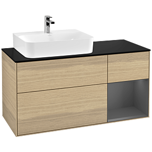 Villeroy and Boch Finion Villeroy and Boch Finion G152GKPC 120cm, cover plate black matt, Emotion, shelf left Anthracite matt, Oak Veneer