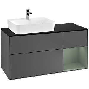 Villeroy et Boch Finion Villeroy et Boch G152GMGK 120cm, plaque de finition noir mat, émotion, étagère à gauche Olive Matt Lacquer , anthracite mat