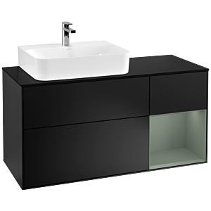 Villeroy and Boch Finion Villeroy and Boch Finion G152GMPD 120cm, cover plate black matt, Emotion, shelf on the left Olive Matt Lacquer , black matt lacquer