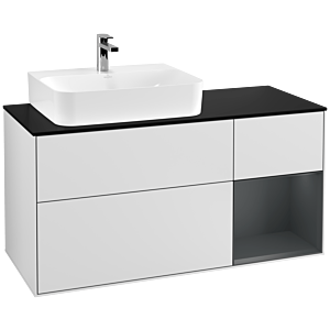 Villeroy et Boch Finion Villeroy et Boch G152HGMT 120cm, plaque de finition noir mat, Emotion, étagère à gauche Midnight Blue Matt Lacquer , laqué blanc mat