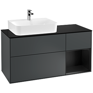 Villeroy und Boch Finion Waschtischunterschrank G152PDHG 120cm, Abdeckplatte black matt, Emotion, Regal links Black matt lacquer, Midnight Blue Matt Lacquer