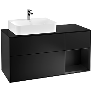Villeroy et Boch Finion Villeroy et Boch G152PDPD 120cm, plaque de finition noir mat, Emotion, étagère gauche laqué noir mat, laqué noir mat