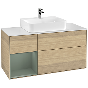 Villeroy and Boch Finion Villeroy and Boch Finion G161GMPC 120cm, cover plate matt white, emotion, shelf on the left Olive Matt Lacquer , Oak Veneer