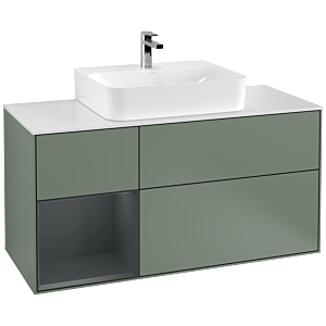 Villeroy and Boch Finion Villeroy and Boch Finion G161HGGM 120cm, cover plate matt white, emotion, shelf on the left Midnight Blue Matt Lacquer , Olive Matt Lacquer