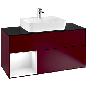 Villeroy and Boch Finion Villeroy and Boch Finion G162GFHB 120cm, cover plate black matt, Emotion, shelf left glossy white lacquer, Peony Matt