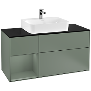Villeroy et Boch Finion Villeroy et Boch G162GMGM 120cm, plaque de finition noir mat, Emotion, étagère à gauche Olive Matt Lacquer , Olive Matt Lacquer