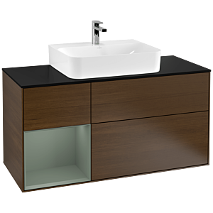 Villeroy et Boch Finion Villeroy et Boch G162GMGN 120cm, plaque de finition noir mat, émotion, étagère à gauche Olive Matt Lacquer , placage Olive Matt Lacquer