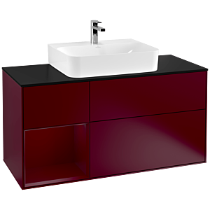 Villeroy et Boch Finion Villeroy et Boch G162HBHB 120cm, plaque de finition noir mat, Emotion, étagère à gauche Peony , Peony Matt