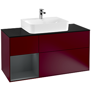 Villeroy und Boch Finion Waschtischunterschrank G162HGHB 120cm, Abdeckplatte black matt, Emotion, Regal links Midnight Blue Matt Lacquer, Peony Matt