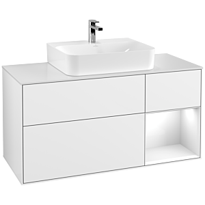 Villeroy and Boch Finion Villeroy and Boch Finion G171GFGF 120cm, cover plate matt white, Emotion, shelf on the right Glossy white lacquer, Glossy white lacquer