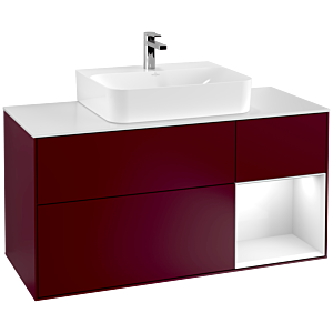 Villeroy und Boch Finion Waschtischunterschrank G171GFHB 120cm, Abdeckplatte white matt, Emotion, Regal rechts Glossy white lacquer, Peony Matt