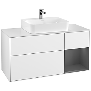 Villeroy and Boch Finion Villeroy and Boch Finion G171GKGF 120cm, cover plate white matt, Emotion, shelf right Anthracite matt, Glossy white lacquer