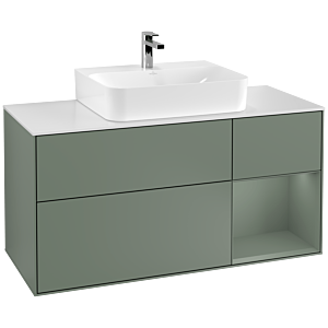Villeroy and Boch Finion Villeroy and Boch Finion G171GMGM 120cm, cover plate matt white, emotion, shelf on the right Olive Matt Lacquer , Olive Matt Lacquer
