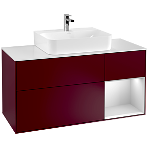 Villeroy und Boch Finion Waschtischunterschrank G171MTHB 120cm, Abdeckplatte white matt, Emotion, Regal rechts White matt lacquer, Peony Matt