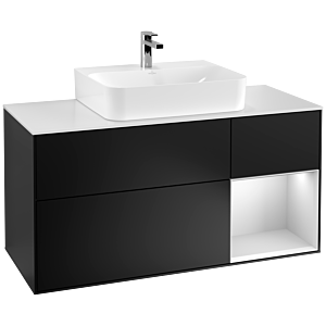 Villeroy and Boch Finion Villeroy and Boch Finion G171MTPD 120cm, cover plate white matt, Emotion, shelf on the right white matt lacquer, black matt lacquer