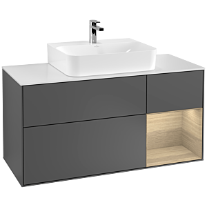 Villeroy et Boch Finion Villeroy et Boch G171PCGK 120cm, plaque de recouvrement blanc mat, émotion, étagère à droite Oak Veneer , anthracite mat