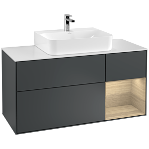 Villeroy et Boch Finion Villeroy et Boch G171PCHG 120cm, plaque de finition blanc mat, Emotion, étagère à droite Oak Veneer , Midnight Blue Matt Lacquer