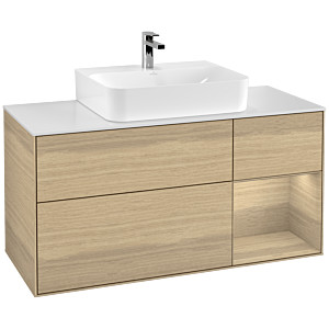 Villeroy et Boch Finion Villeroy et Boch G171PCPC 120cm, plaque de finition blanc mat, émotion, étagère à droite Oak Veneer , Oak Veneer