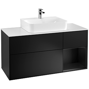 Villeroy and Boch Finion Villeroy and Boch Finion G171PDPD 120cm, cover plate matt white, Emotion, shelf on the right black matt lacquer, black matt lacquer