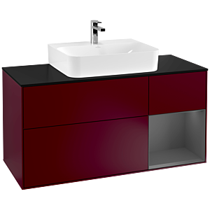 Villeroy und Boch Finion Waschtischunterschrank G172GKHB 120cm, Abdeckplatte black matt, Emotion, Regal rechts Anthracite matt, Peony Matt