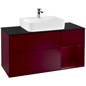 Villeroy und Boch Finion Waschtischunterschrank G172HBHB 120cm, Abdeckplatte black matt, Emotion, Regal rechts Peony, Peony Matt