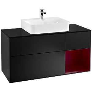 Villeroy und Boch Finion Waschtischunterschrank G172HBPD 120cm, Abdeckplatte black matt, Emotion, Regal rechts Peony, Black matt lacquer
