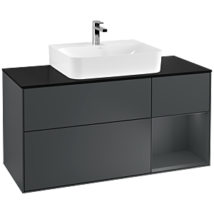 Villeroy und Boch Finion Waschtischunterschrank G172HGHG 120cm, Abdeckplatte black matt, Emotion, Regal rechts Midnight Blue Matt Lacquer, Midnight Blue Matt Lacquer
