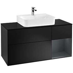 Villeroy und Boch Finion Waschtischunterschrank G172HGPD 120cm, Abdeckplatte black matt, Emotion, Regal rechts Midnight Blue Matt Lacquer, Black matt lacquer