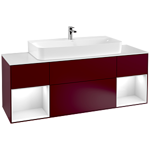 Villeroy et Boch Finion Villeroy et Boch G211GFHB 160cm, plaque de finition blanc mat, Emotion, étagères Laque blanc brillant, Peony Matt