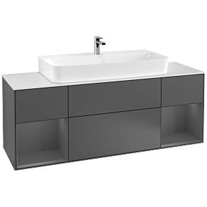 Villeroy et Boch Finion Villeroy et Boch G211GKGK 160cm, plaque de finition blanc mat, Emotion, étagères Laque anthracite mat, Anthracite mat