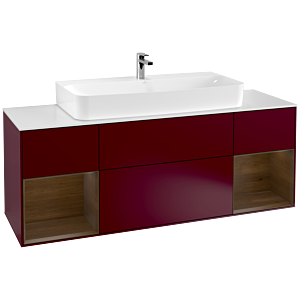 Villeroy et Boch Finion Villeroy et Boch G211GNHB 160cm, plaque de finition blanc mat, emotion, étagères placage noyer, Peony Matt