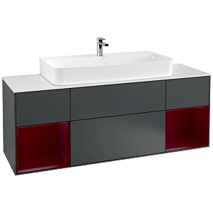 Villeroy et Boch Finion Villeroy et Boch G211HBHG 160cm, plaque de finition blanc mat, Emotion, étagères Peony laqué mat, Midnight Blue Matt Lacquer
