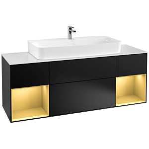 Villeroy and Boch Finion Villeroy and Boch Finion G211HFPD 160cm, cover plate white matt, Emotion, shelves gold matt lacquer, black matt lacquer