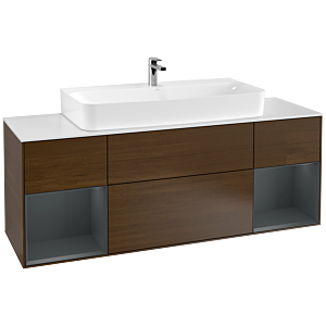 Villeroy and Boch Finion Villeroy and Boch Finion G211HGGN 160cm, cover plate white matt, Emotion, shelves Midnight matt lacquer, Walnut veneer