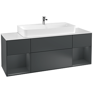 Villeroy et Boch Finion Villeroy et Boch G211HGHG 160cm, plaque de finition blanc mat, Emotion, étagères Midnight mat laqué, Midnight Blue Matt Lacquer