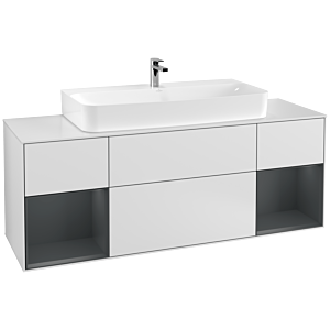 Villeroy et Boch Finion Villeroy et Boch G211HGMT 160cm, plaque de recouvrement blanc mat, Emotion, étagères Laque mat minuit, Laque mat blanc