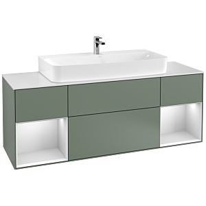 Villeroy and Boch Finion Villeroy and Boch Finion G211MTGM 160cm, cover plate matt white, Emotion, shelves matt white lacquer, Olive Matt Lacquer
