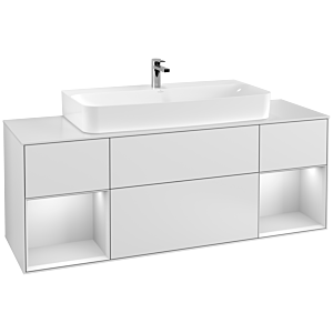 Villeroy et Boch Finion Villeroy et Boch G211MTMT 160cm, plaque de recouvrement blanc mat, Emotion, étagères laqué blanc mat, laqué blanc mat
