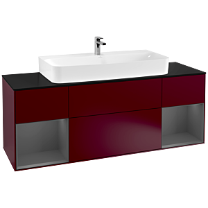 Villeroy et Boch Finion Villeroy et Boch G212GKHB 160cm, plaque de finition noir mat, Emotion, étagères laqué anthracite mat, Peony Matt