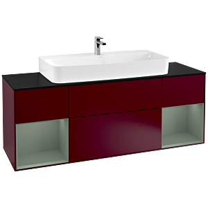 Villeroy et Boch Finion Villeroy et Boch G212GMHB 160cm, plaque de finition noir mat, Emotion, étagères olive laqué mat, Peony Matt