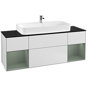 Villeroy and Boch Finion Villeroy and Boch Finion G212GMMT 160cm, cover plate black matt, Emotion, shelves olive matt lacquer, white matt lacquer