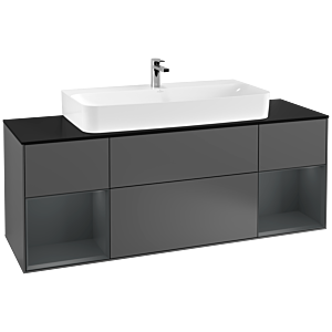 Villeroy and Boch Finion Villeroy and Boch Finion G212HGGK 160cm, cover plate black matt, Emotion, shelves Midnight matt lacquer, Anthracite matt