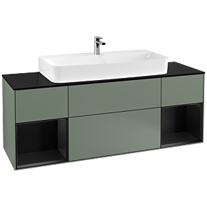 Villeroy and Boch Finion Villeroy and Boch Finion G212PDGM 160cm, black matt cover plate, Emotion, black matt lacquer shelves, Olive Matt Lacquer