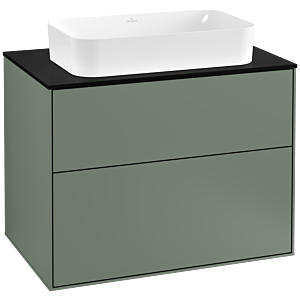 Villeroy und Boch Finion Waschtischunterschrank G22200GM 80x60,3cm, Emotion, Abdeckplatte black matt, Olive Matt Lacquer