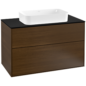 Villeroy und Boch Finion Waschtischunterschrank G23200GN 100x60,3cm, Emotion, Abdeckplatte black matt, Walnut veneer