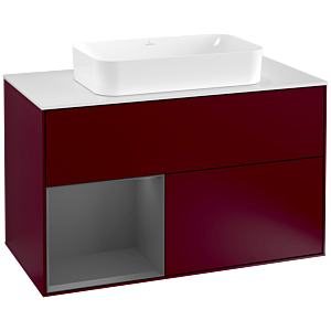 Villeroy et Boch Finion Villeroy et Boch G241GKHB 100cm, plaque de finition blanc mat, Emotion, étagère gauche Anthracite mat, Peony Matt