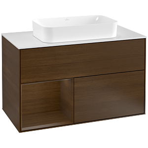 Villeroy and Boch Finion Villeroy and Boch Finion G241GNGN 100cm, cover plate matt white, emotion, shelf left Walnut veneer, Walnut veneer